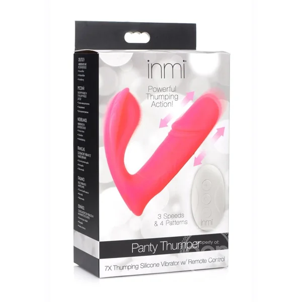 Inmi Shegasm Panty Thumper Rechargeable Silicone Panty Vibe with Remote Control - Pink