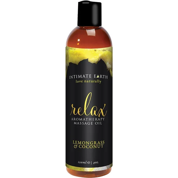 Intimate Earth Relax Aromatherapy Massage Oil Lemongrass & Coconut 4oz