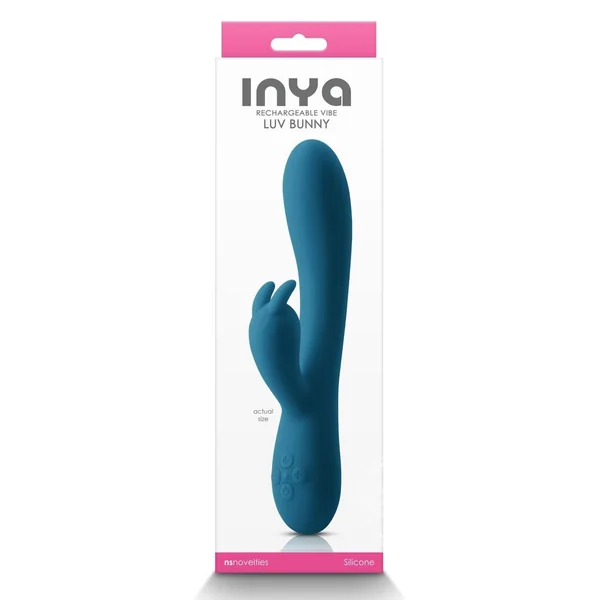 Inya Luv Bunny Rechargeable Silicone Rabbit Vibrator - Teal