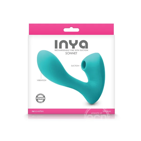 Inya Sonnet Silicone Rechargeable Vibrator with Clitoral Stimulation - Teal