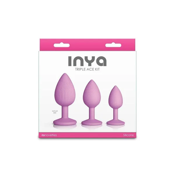 INYA Triple Ace Kit Silicone Lube Channel Anal Plugs (3 Piece) - Pink