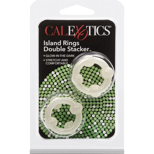 Island Rings Double Stacker Cock Rings (2 piece set) - Glow in The Dark