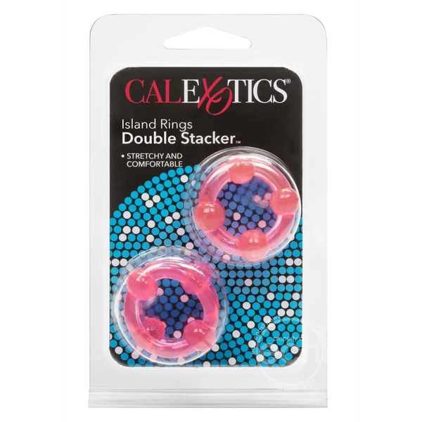Island Rings Double Stacker Cock Rings (2 piece set) - Pink