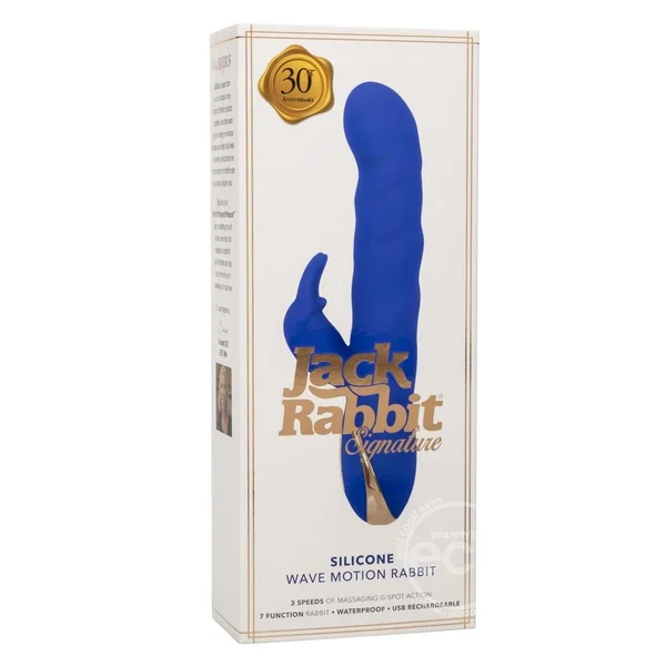 Jack Rabbit Signature Rechargeable Silicone Wave Motion Rabbit Vibrator - Blue