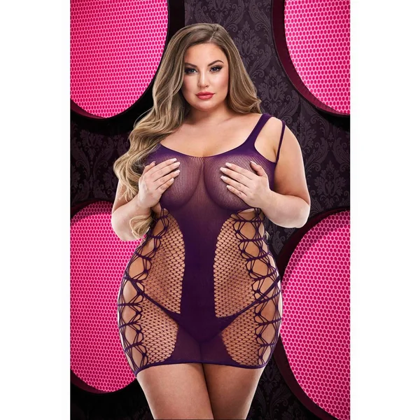 JACQUARD MINI DRESS - PURPLE - QUEEN OS