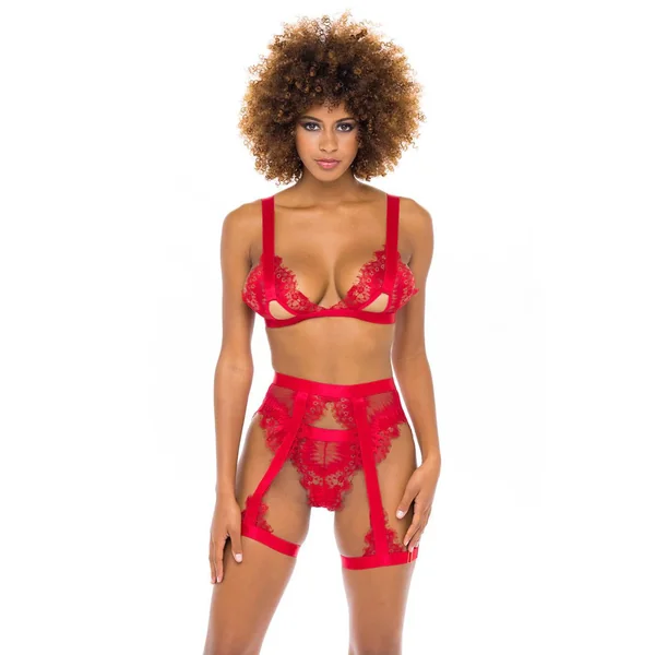 Janet Eyelash Lace 3 Piece Bra Set