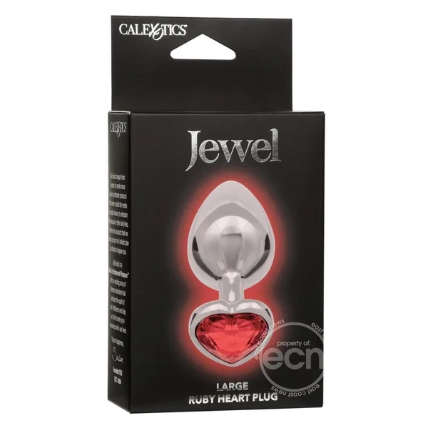 Jewel Ruby Heart Aluminum Anal Plug - Large - Red