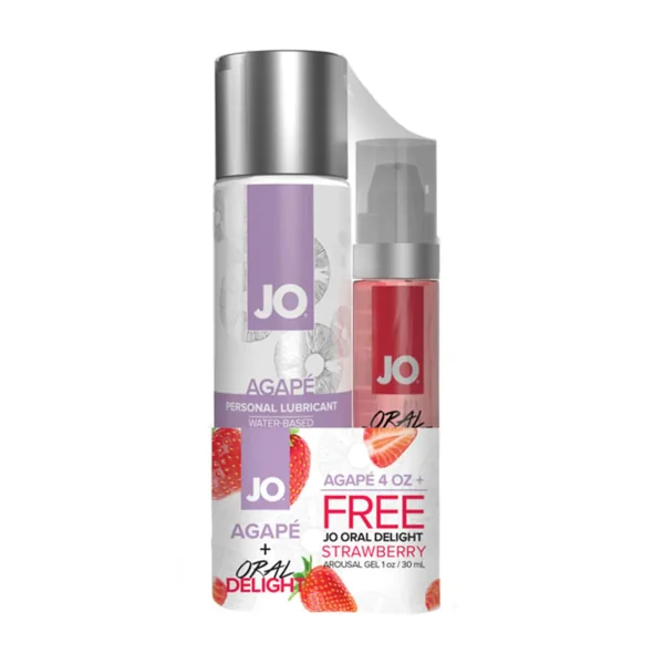 JO® AGAPÉ 4oz + JO Oral Delight Strawberry Arousal Gel 1oz