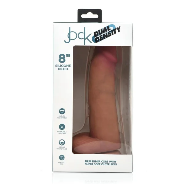 Jock Dual Density Silicone Dildo with Balls 8in - Vanilla