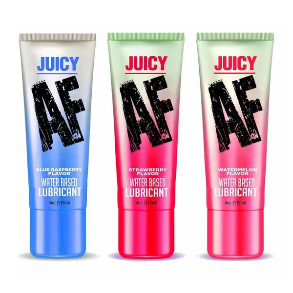Juicy AF Flavored Water Based Lubricants 4 oz (118 mL) - 3 Juicy Flavores