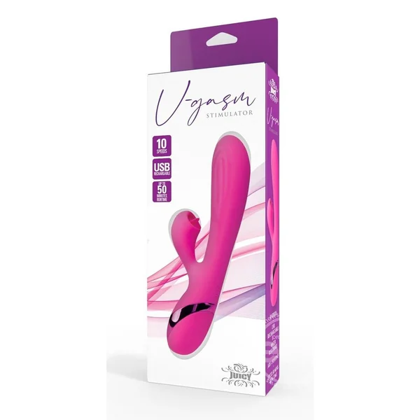 Juicy V-Gasm Stimulator Rechargeable Rabbit Vibrator - Pink