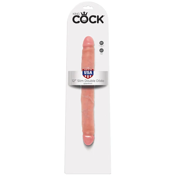 King Cock 12” Slim Double Dildo Beige