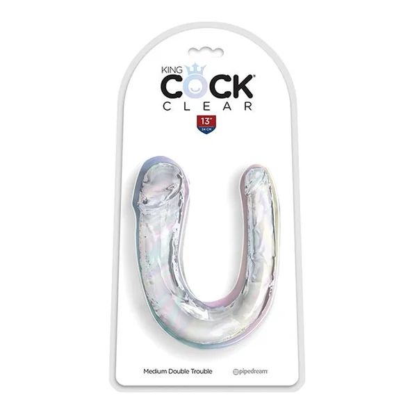 King Cock Clear Medium Double Trouble Dildo - Clear