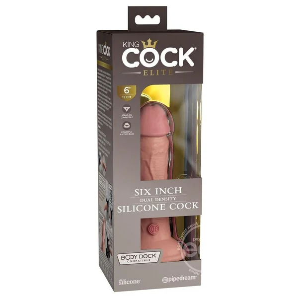 King Cock Elite Dual Density Silicone Dildo 6in - Vanilla