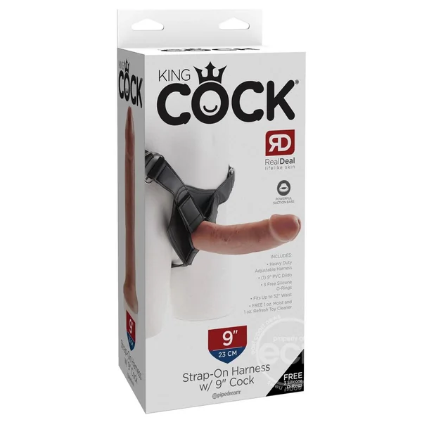 King Cock Strap on Harness with Dildo 9in