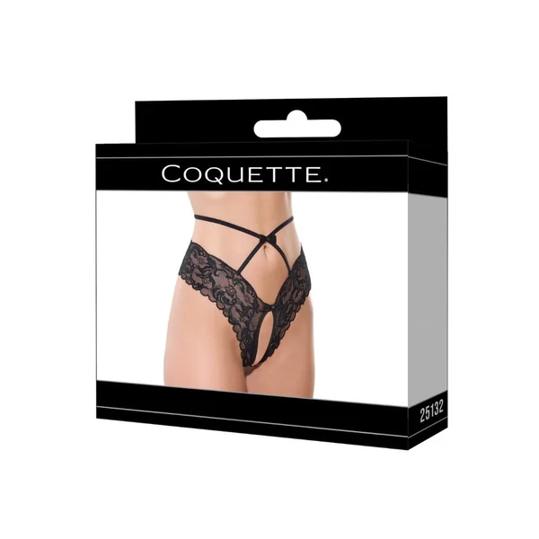 Lace Hipster Panty w/Bow Detail - Black MD