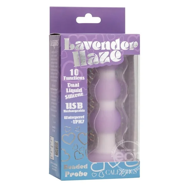 Lavender Haze Beaded Probe Silicone Rechargeable Anal Plug - Purple/White