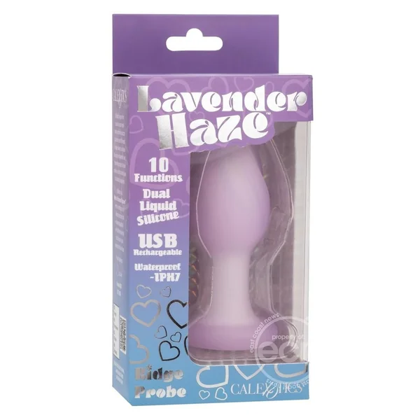Lavender Haze Ridge Probe Silicone Rechargeable Anal Plug - Purple/White