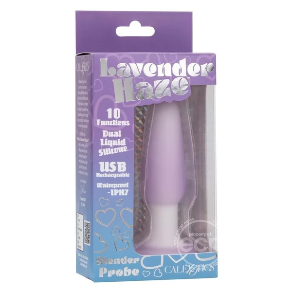 Lavender Haze Slender Probe Silicone Rechargeable Anal Plug - Purple/White