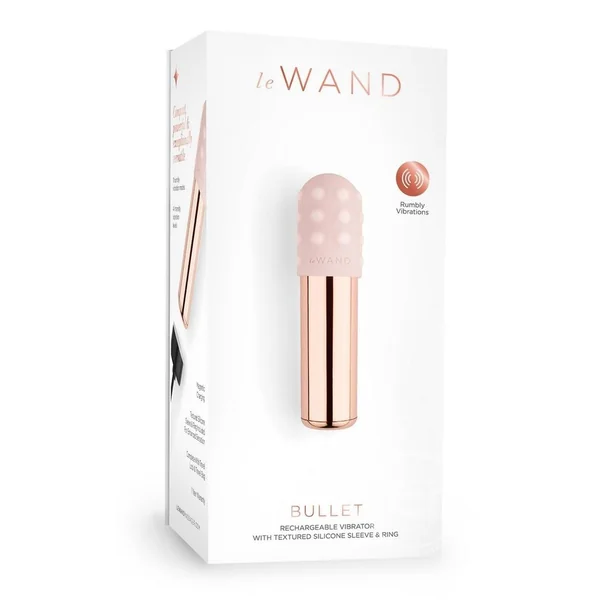 Le Wand Bullet Rechargeable Vibrator with Textured Silicone Sleeve and Ring - Rose Gold