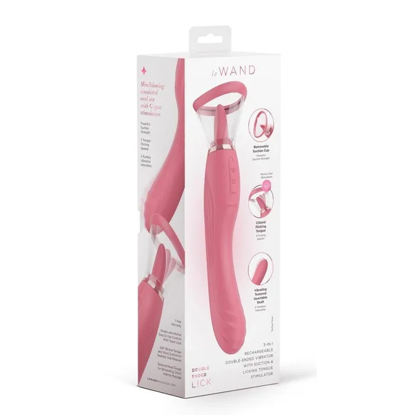 Le Wand Lick Silicone Rechargeable Vibrating Tongue - Rose Pink