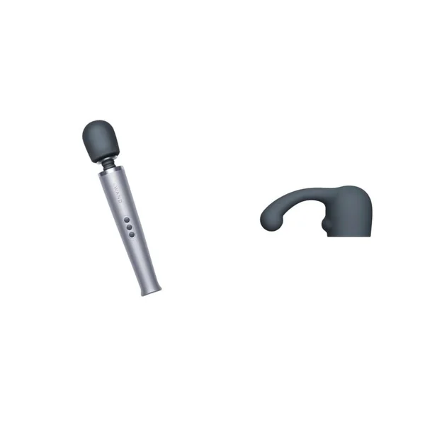 Le Wand Rechargeable Vibrating Silicone Body Massager And Curve Attachment Bundle