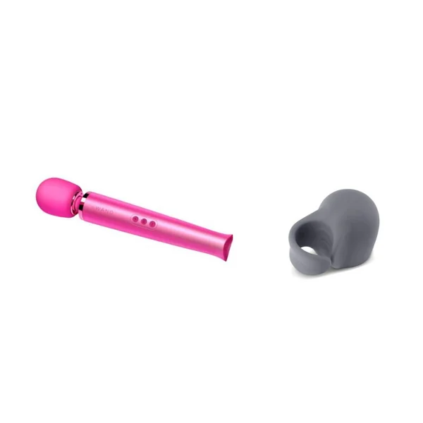 Le Wand Rechargeable Vibrating Silicone Body Massager And Loop Attachment Bundle