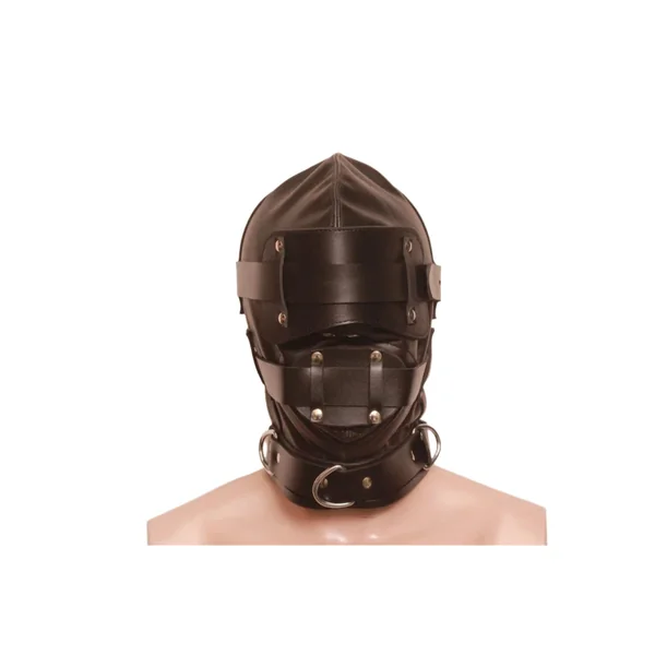 Leather Bondage Gimp Hood with Mouth Gag