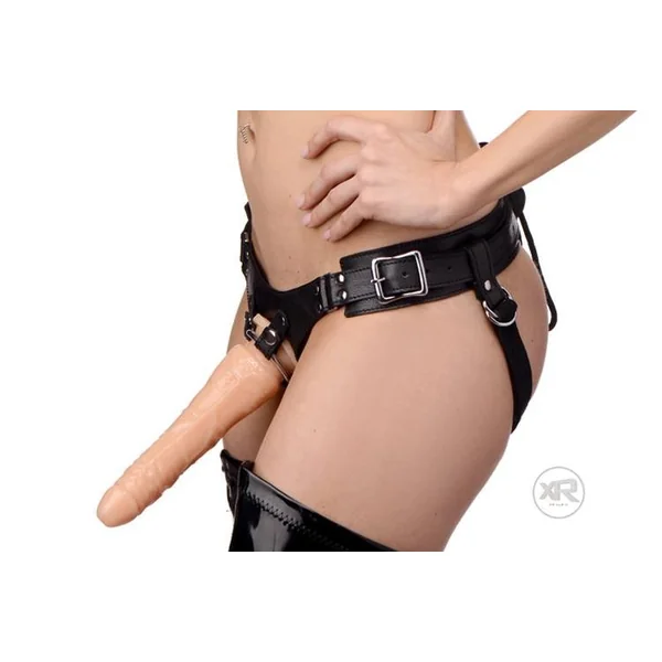 Leather Corset-Back Strap-On Harness