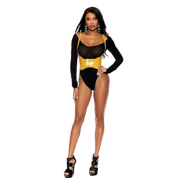 Leather Harness w/Adjustable Buckle Straps and Front Velcro Buckle Closure - Yellow 36