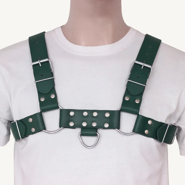 Leather Harness with Multiple O-Rings and Adjustable Straps