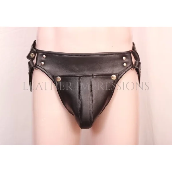 Leather Jockstrap with Adjustable Waist and Thigh Straps
