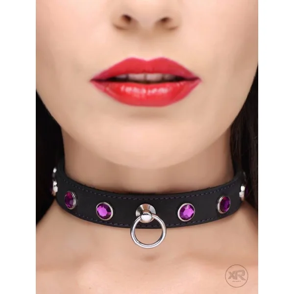 Leather Rhinestone Collar