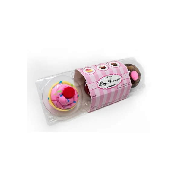 Leg Avenue Cupcake Socks Sets (3 Pairs per Pack) O/S - Multicolor