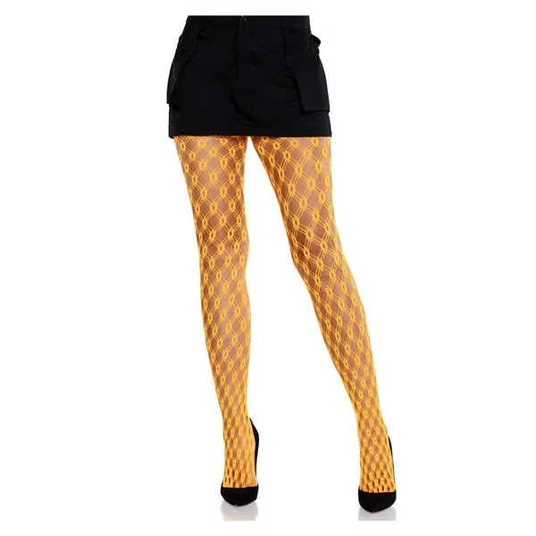 Leg Avenue Eyelet Net Tights - Neon Orange - O/S