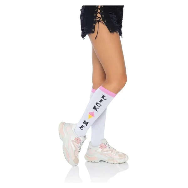 Leg Avenue Lick Me Knee Socks - O/S - Multicolor