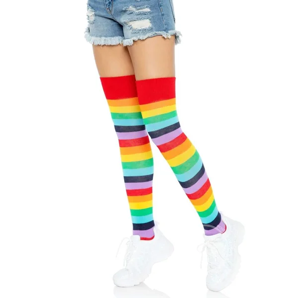 Leg Avenue Lycra Acrylic Rainbow Thigh High - OS - Multicolor