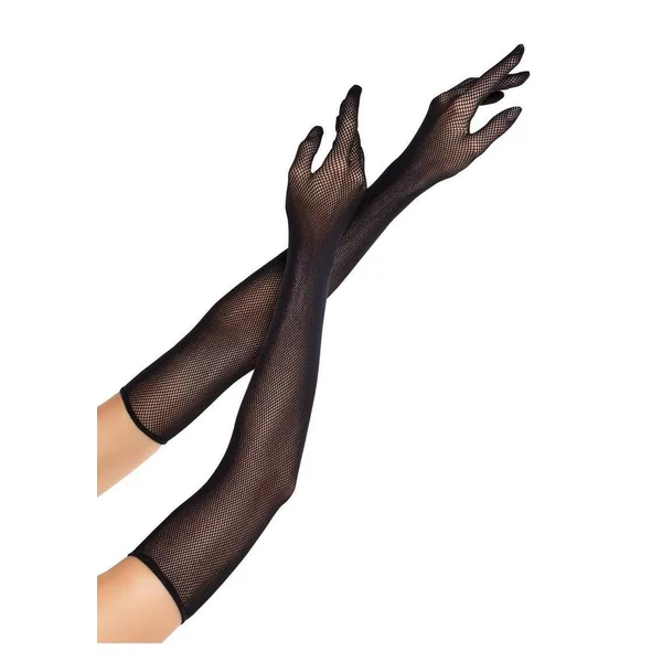 Leg Avenue Opera Length Fishnet Gloves - Black - O/S