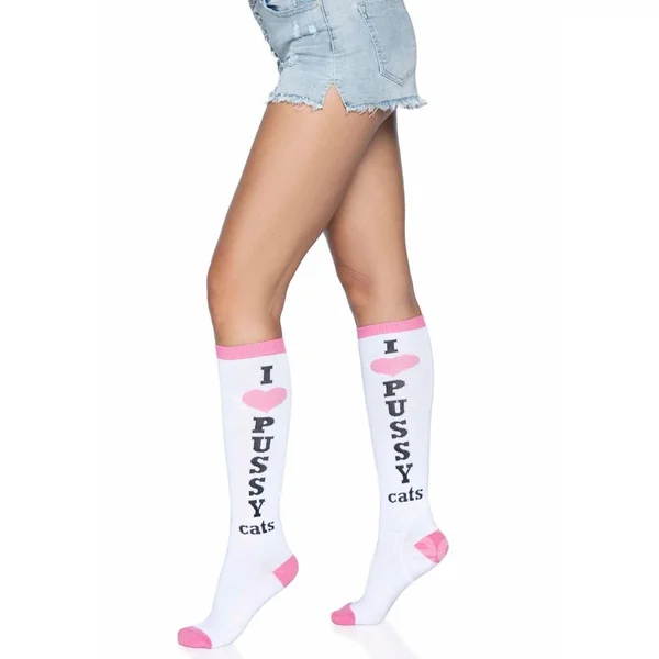 LEG AVENUE PUSSY CAT KNEE HIGH - O/S