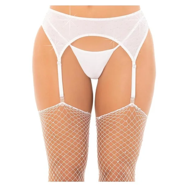 Leg Avenue Rhinestone Garter Belt - White - O/S