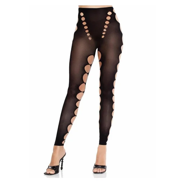 Leg Avenue Seamless Opaque Cut-Out Footless Tights - Black - O/S