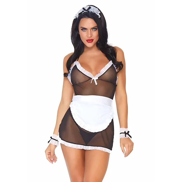 Leg Avenue Seductive French Maid Set (4 piece) - Black/White