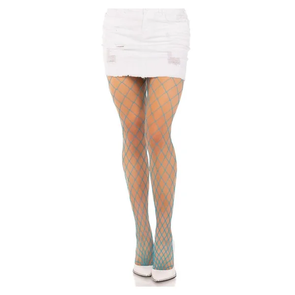 Leg Avenue Spandex Diamond Panty Hose - OS - Neon Blue