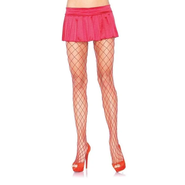 Leg Avenue Spandex Diamond Panty Hose - OS - Red