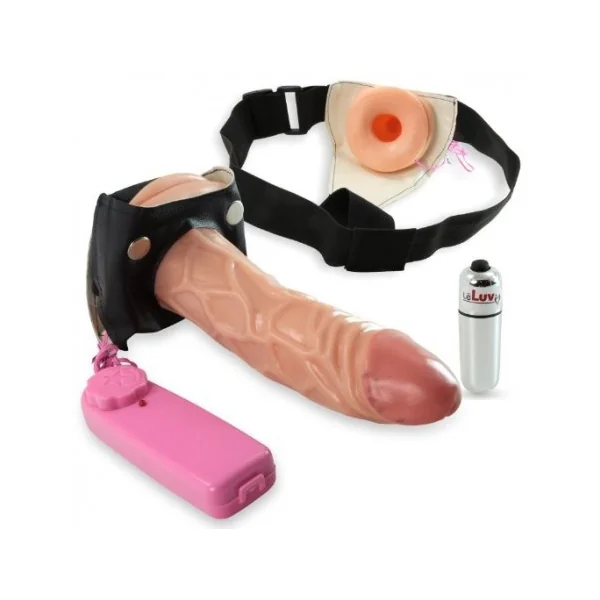LeLuv 7″ Vibrating Hollow Male Strap-On w/ Round Opening(Toy for couple)