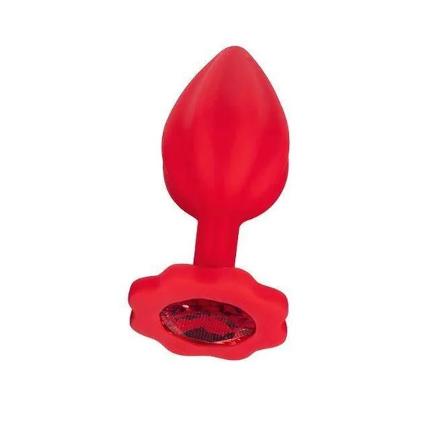 LEMON SQUEEZER SHAPED RED COLOR SILICONE ANAL PLUG WITH JEWEL