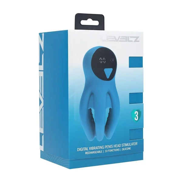 Levelz Digital Vibrating Silicone Rechargeable Penis Head Stimulator with Tentacles - Teal