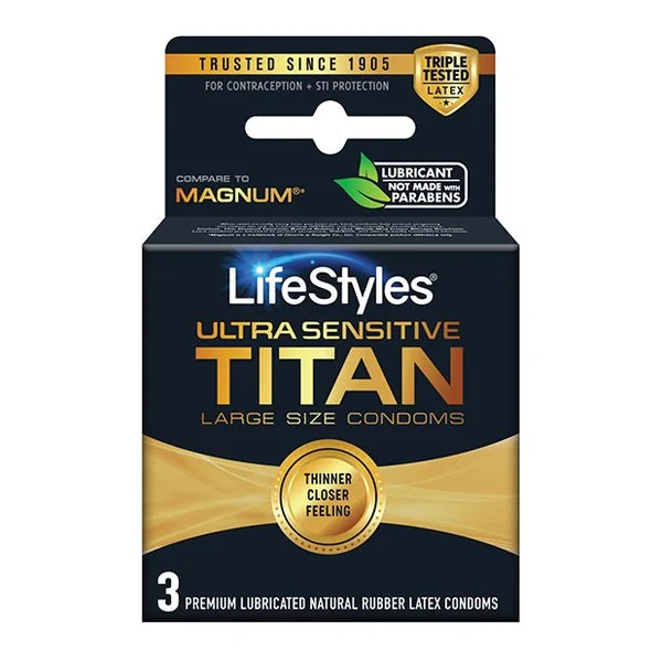 Lifestyles Ultra Sensitive Titan Condom - Pack Of 3