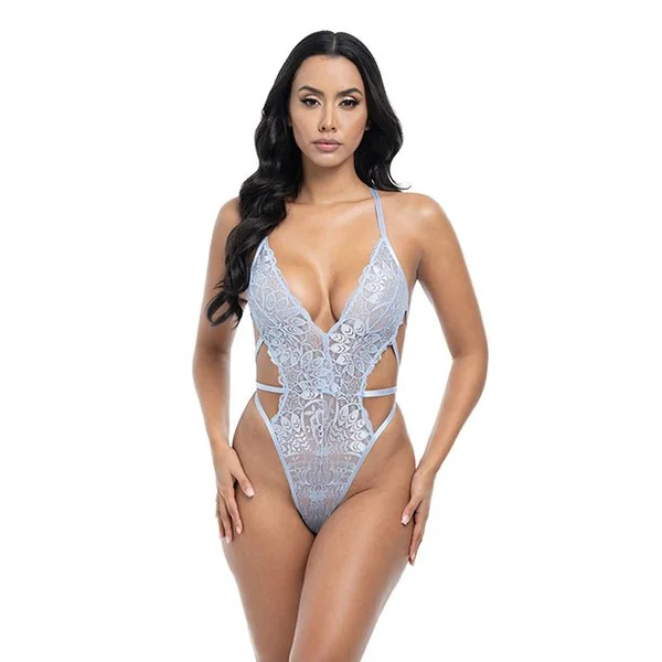 Lina Lace Halter Teddy - Brunnera Blue S/M