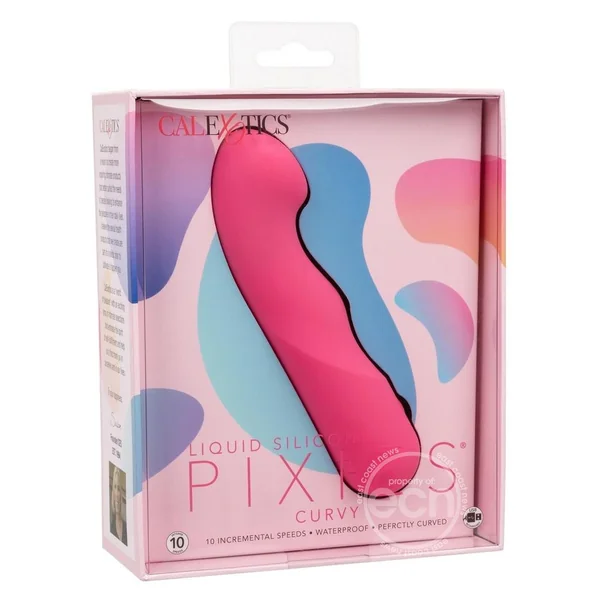 Liquid Silicone Pixies Curvy Rechargeable Vibrator - Pink